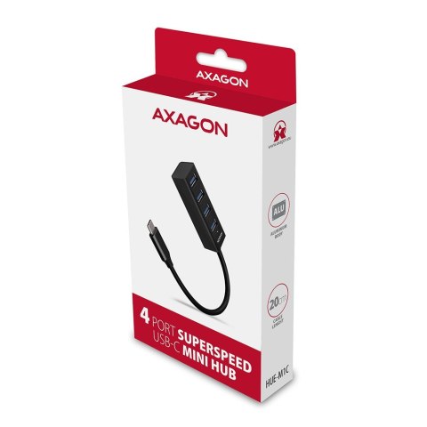 Axagon HUE-M1C huby i koncentratory USB 3.2 Gen 1 (3.1 Gen 1) Type-C 5000 Mbit/s Czarny Axagon HUE-M1C huby i koncentratory USB 3.2 Gen 1 (3.1 Gen 1) Type-C 5000 Mbit/s Czarny