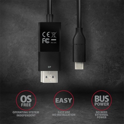 Axagon RVC-DPC adapter kablowy 1,8 m USB Type-C DisplayPort Czarny Axagon RVC-DPC adapter kablowy 1,8 m USB Type-C DisplayPort Czarny
