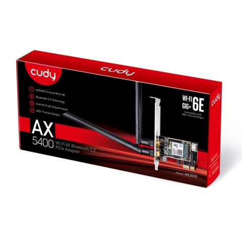 Cudy WE3000 karta sieciowa Wewnętrzny WLAN / Bluetooth 2400 Mbit/s Cudy WE3000 karta sieciowa Wewnętrzny WLAN / Bluetooth 2400 Mbit/s