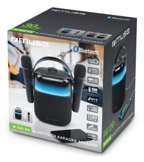 Głośnik karaoke Muse | M-530 KA | 30 W | Łączność Bluetooth | | Przenośny | Połączenie bezprzewodowe