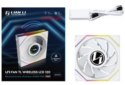 Lian Li UNI FAN TL Wireless LCD Lüfter, ARGB, PWM - Reverse Blade, 120 mm, weiß Lian Li UNI FAN TL Wireless LCD Lüfter, ARGB, PWM - Reverse Blade, 120 mm, weiß