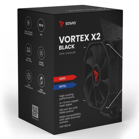 SAVIO CHŁODZENIE CPU VORTEX X2 BLACK SAVIO CHŁODZENIE CPU VORTEX X2 BLACK