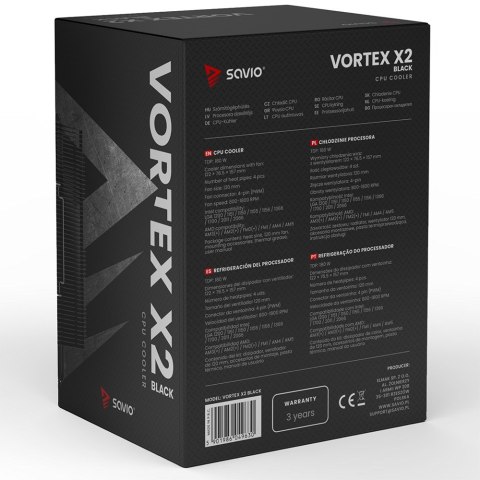SAVIO CHŁODZENIE CPU VORTEX X2 BLACK SAVIO CHŁODZENIE CPU VORTEX X2 BLACK