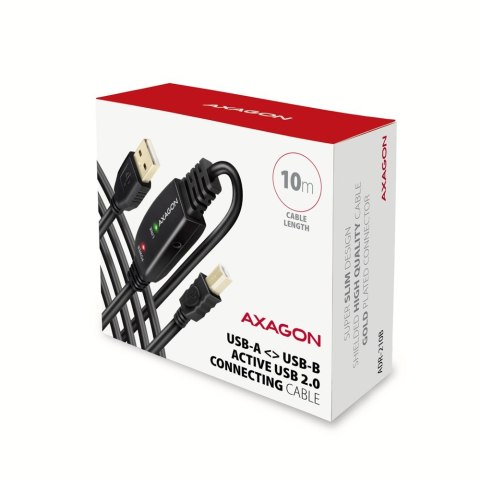 Axagon ADR-210B USB 2.0 A-M -> B-M active connecting/repeater cable 10m - Kabel - Digital/Daten kabel USB USB A USB B Czarny