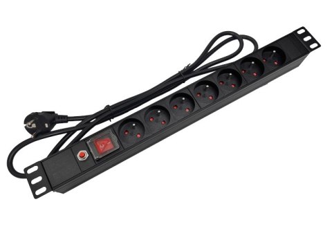 Alantec Listwa zasilająca 19" 230V - 7 gniazd (typu E - CEE 7/5), z wyłącznikiem LED, z zabezpieczeniem przeciwprzeciążeniowym, Alantec Listwa zasilająca 19" 230V - 7 gniazd (typu E - CEE 7/5), z wyłącznikiem LED, z zabezpieczeniem przeciwprzeciążeniowym,