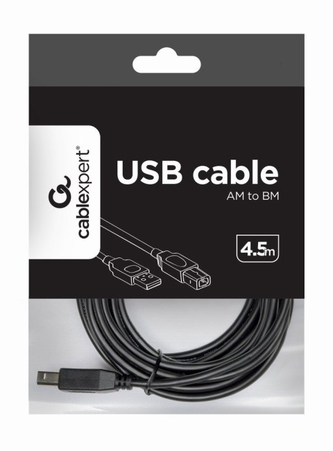 Kabel GEMBIRD CCP-USB2-AMBM-15 (USB 2.0 typu A M - USB 2.0 typu B M; 4,5m; kolor czarny) Kabel GEMBIRD CCP-USB2-AMBM-15 (USB 2.0 typu A M - USB 2.0 typu B M; 4,5m; kolor czarny)