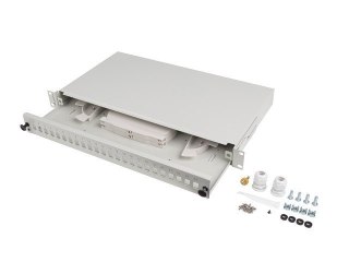 Przełącznica światłowodowa LANBERG 24xSC simplex / 24xLC duplex Rack 19" 1U szara + akcesoria