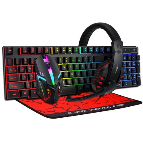 Zestaw Extralink Gaming Set TF800 4in1: klawiatura, mysz, słuchawki, podkładka, podświetlenie LED Zestaw Extralink Gaming Set TF800 4in1: klawiatura, mysz, słuchawki, podkładka, podświetlenie LED