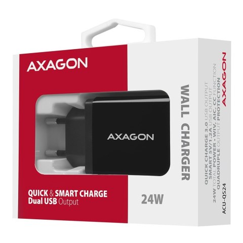 Axagon ACU-QS24 ładowarka do urządzeń przenośnych Smartfon Czarny Prąd przemienny Szybkie ładowanie Wewnętrzna