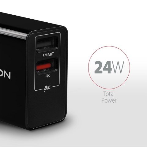Axagon ACU-QS24 ładowarka do urządzeń przenośnych Smartfon Czarny Prąd przemienny Szybkie ładowanie Wewnętrzna