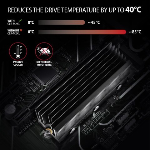 Axagon CLR-M2XL system chłodzenia komputerów M.2 NVMe SSD, Dysk SSD Radiator Czarny 1 szt.