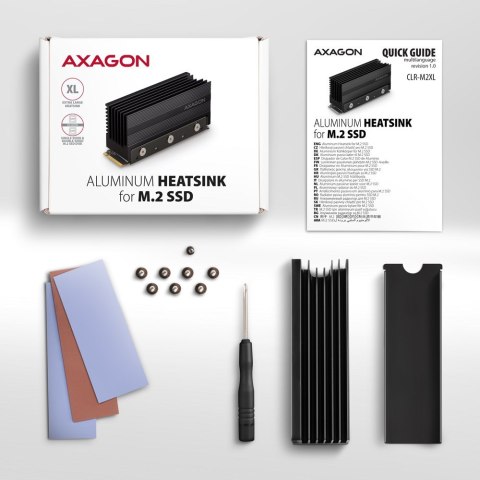 Axagon CLR-M2XL system chłodzenia komputerów M.2 NVMe SSD, Dysk SSD Radiator Czarny 1 szt.