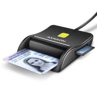 Axagon CRE-SM3SD USB Smart card & SD/microSD/SIM Flat czytnik do kart chipowych Wewnętrzna USB 2.0 Czarny