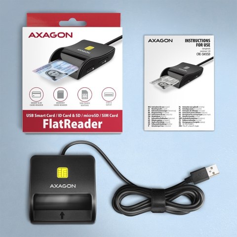 Axagon CRE-SM3SD USB Smart card & SD/microSD/SIM Flat czytnik do kart chipowych Wewnętrzna USB 2.0 Czarny Axagon CRE-SM3SD USB Smart card & SD/microSD/SIM Flat czytnik do kart chipowych Wewnętrzna USB 2.0 Czarny