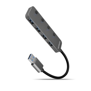 Axagon HUE-MSA Superspeed USB-A Switch Hub 4x USB 3.0 aktiv - 20cm schwarz USB 3.2 Gen 1 (3.1 Gen 1) Type-A 5000 Mbit/s Szary