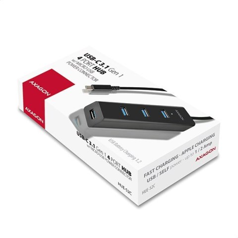 Axagon HUE-S2C huby i koncentratory USB 3.2 Gen 1 (3.1 Gen 1) Type-A 5000 Mbit/s Czarny