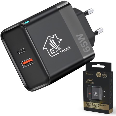 Extralink Smart Life Fast Charger 65W GaN | Ładowarka | USB-C, USB-A Extralink Smart Life Fast Charger 65W GaN | Ładowarka | USB-C, USB-A