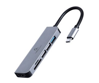 Gembird A-CM-COMBO6-02 stacja dokująca Przewodowa USB 3.2 Gen 1 (3.1 Gen 1) Type-C Szary