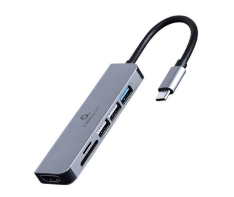 Gembird A-CM-COMBO6-02 stacja dokująca Przewodowa USB 3.2 Gen 1 (3.1 Gen 1) Type-C Szary