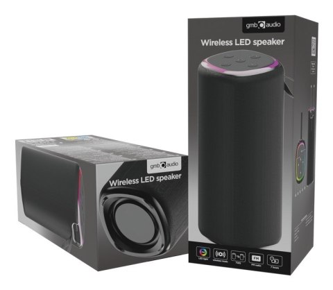 Gembird GMB Audio SPK-BT-LED-08L głośnik przenośny / imprezowy Przenośny głośnik stereo Czarny 10 W Gembird GMB Audio SPK-BT-LED-08L głośnik przenośny / imprezowy Przenośny głośnik stereo Czarny 10 W