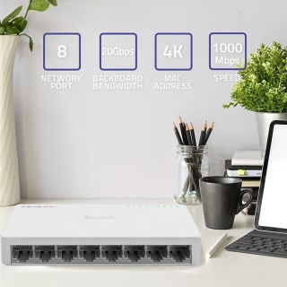 Qoltec 52248 łącza sieciowe Nie zarządzany Biały