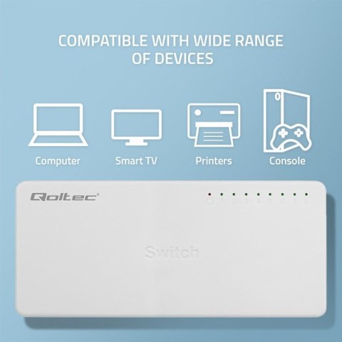 Qoltec 52248 łącza sieciowe Nie zarządzany Biały