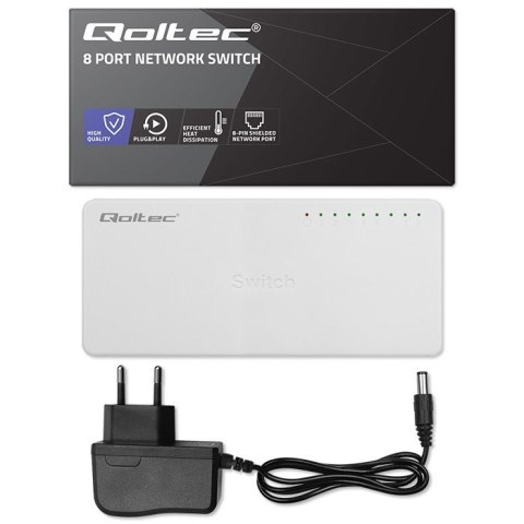 Qoltec 52248 łącza sieciowe Nie zarządzany Biały