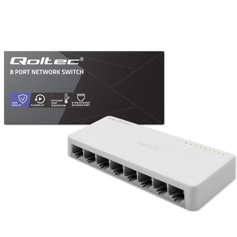 Qoltec 52248 łącza sieciowe Nie zarządzany Biały