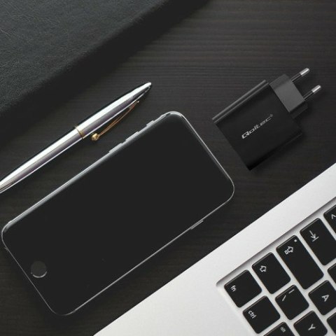 Qoltec 52378 ładowarka do urządzeń przenośnych Laptop, Przenośna konsola do gier, Power bank, Smartfon, Smartwatch, Tablet Czarn