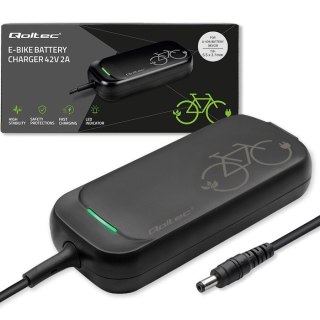 Qoltec Szybka Ładowarka do roweru skutera elektrycznego 36V | 42V | 2A | 5.5*2.1 | wodoodporna +kabel zasilający