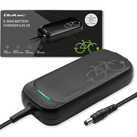 Qoltec Szybka Ładowarka do roweru skutera elektrycznego 36V | 42V | 2A | 5.5*2.5 | wodoodporna +kabel zasilający Qoltec Szybka Ładowarka do roweru skutera elektrycznego 36V | 42V | 2A | 5.5*2.5 | wodoodporna +kabel zasilający