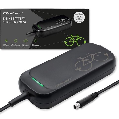 Qoltec Szybka Ładowarka do roweru skutera elektrycznego XIAOMI 36V | 42V | 2A | 8.0*8.0mm+pin | wodoodporna +kabel zasilający