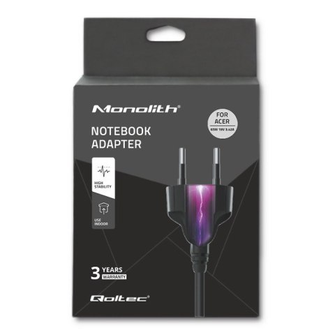Qoltec 51115 adapter zasilający/ inwentor Wewnętrzna 65 W Czarny