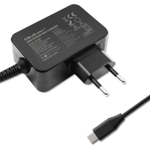 Qoltec 52385 ładowarka do urządzeń przenośnych Laptop, Przenośna konsola do gier, Power bank, Smartfon, Smartwatch, Tablet Czarn