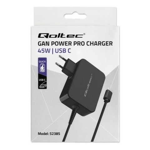 Qoltec 52385 ładowarka do urządzeń przenośnych Laptop, Przenośna konsola do gier, Power bank, Smartfon, Smartwatch, Tablet Czarn