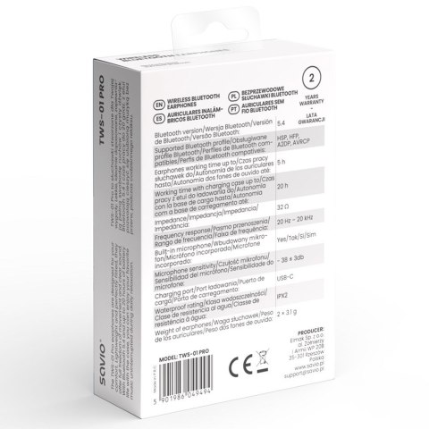 SAVIO SŁUCHAWKI BEZPRZEWODOWE BLUETOOTH TWS-01 PRO SAVIO SŁUCHAWKI BEZPRZEWODOWE BLUETOOTH TWS-01 PRO