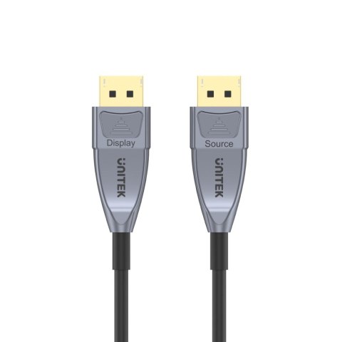 UNITEK C1617GY kabel DisplayPort 15 m Czarny, Srebrny