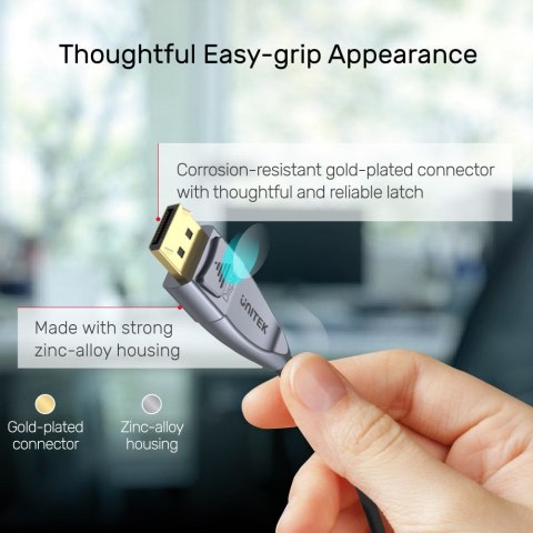 UNITEK C1617GY kabel DisplayPort 15 m Czarny, Srebrny