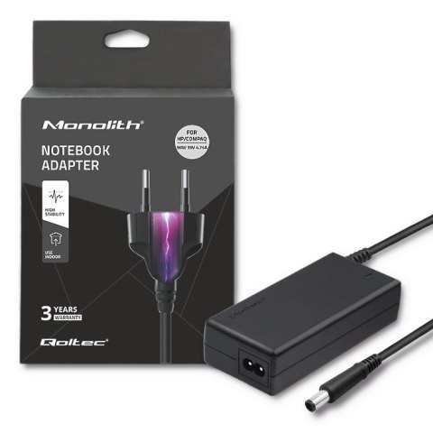 Qoltec 50086.90W Zasilacz do HP Compaq | 90W | 19V | 4.74A | 7.4*5.0+pin | +kabel zasilający