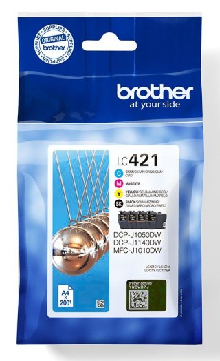Brother LC421VALDR nabój z tuszem 4 szt. Oryginalny Czarny, Cyjan, Purpurowy, Żółty