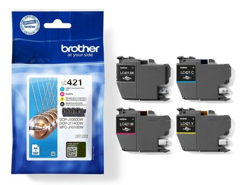 Brother LC421VALDR nabój z tuszem 4 szt. Oryginalny Czarny, Cyjan, Purpurowy, Żółty