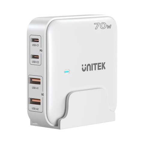 Sieciowa ładowarka GaN - Unitek P1228AWH01-EU | 70W 2x USB-C 2x USB-A Sieciowa ładowarka GaN - Unitek P1228AWH01-EU | 70W 2x USB-C 2x USB-A
