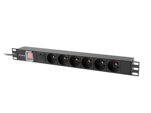 LISTWA ZASILAJĄCA RACK PDU 19" LANBERG 1U 10A 6X 230V PL 2M CZARNA C14