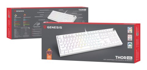 KLAWIATURA DLA GRACZY GENESIS THOR 404 US PODŚWIETLENIE RGB MECHANICZNA BIAŁA OUTEMU PEACH SILENT KLAWIATURA DLA GRACZY GENESIS THOR 404 US PODŚWIETLENIE RGB MECHANICZNA BIAŁA OUTEMU PEACH SILENT