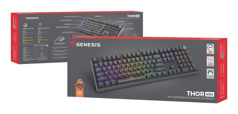 KLAWIATURA DLA GRACZY GENESIS THOR 404 US PODŚWIETLENIE RGB MECHANICZNA CZARNA OUTEMU PEACH SILENT KLAWIATURA DLA GRACZY GENESIS THOR 404 US PODŚWIETLENIE RGB MECHANICZNA CZARNA OUTEMU PEACH SILENT