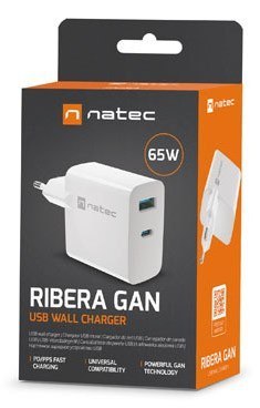 NATEC ŁADOWARKA RIBERA GAN 1x USB-A + 1x USB-C 65W BIAŁA NATEC ŁADOWARKA RIBERA GAN 1x USB-A + 1x USB-C 65W BIAŁA