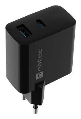 NATEC ŁADOWARKA RIBERA GAN 1x USB-A + 1x USB-C 65W CZARNA
