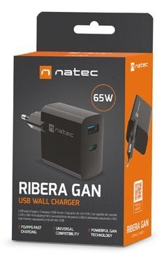 NATEC ŁADOWARKA RIBERA GAN 1x USB-A + 1x USB-C 65W CZARNA NATEC ŁADOWARKA RIBERA GAN 1x USB-A + 1x USB-C 65W CZARNA