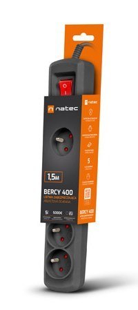 LISTWA ZASILAJĄCA NATEC BERCY 400 1.5M 5X 230V PL CZARNA