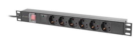 LISTWA ZASILAJĄCA RACK PDU 19" LANBERG 1U 10A 6X SCHUKO 2M CZARNA C14